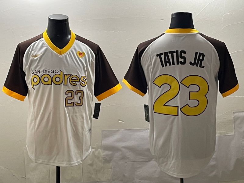 Men San Diego Padres #23 Tatis jr White Throwback Game 2025 Nike MLB Jersey style 4